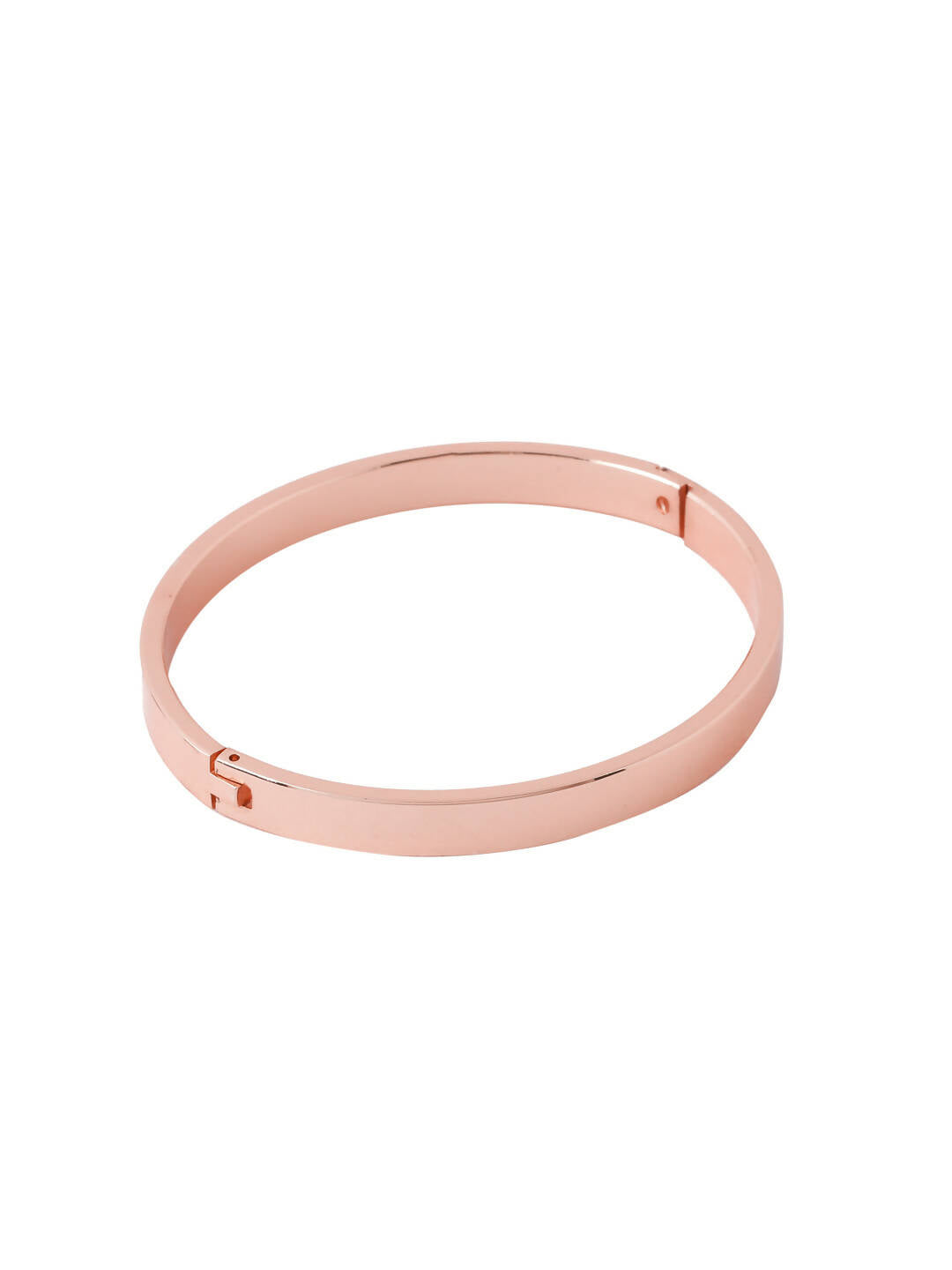 NVR Men's Rose Gold Metal Interlock Kada Bracelet - Swadesiicart