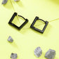 NVR Men's Black Rhodium-Plated Geometric Shape Stainless Steel Hoop Earrings