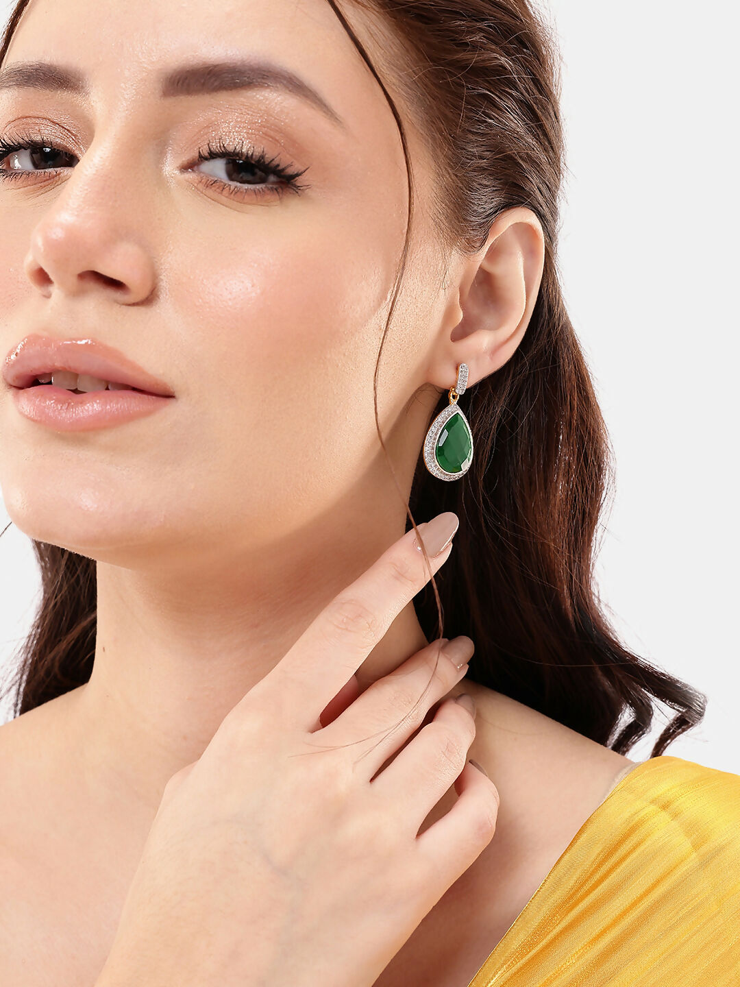 Nuyug 22K Gold Plated Fern Radiance Contemporary Drop Earrings | Swadesiicart