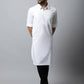 Even Apparels White Color Pure Cotton Solid Men's Kurta With Shirt Collar (SLD1203) | Swadesiicart