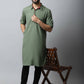 Even Apparels Green Color Linen Solid Men's Kurta With Shirt Collar (LN944) | Swadesiicart