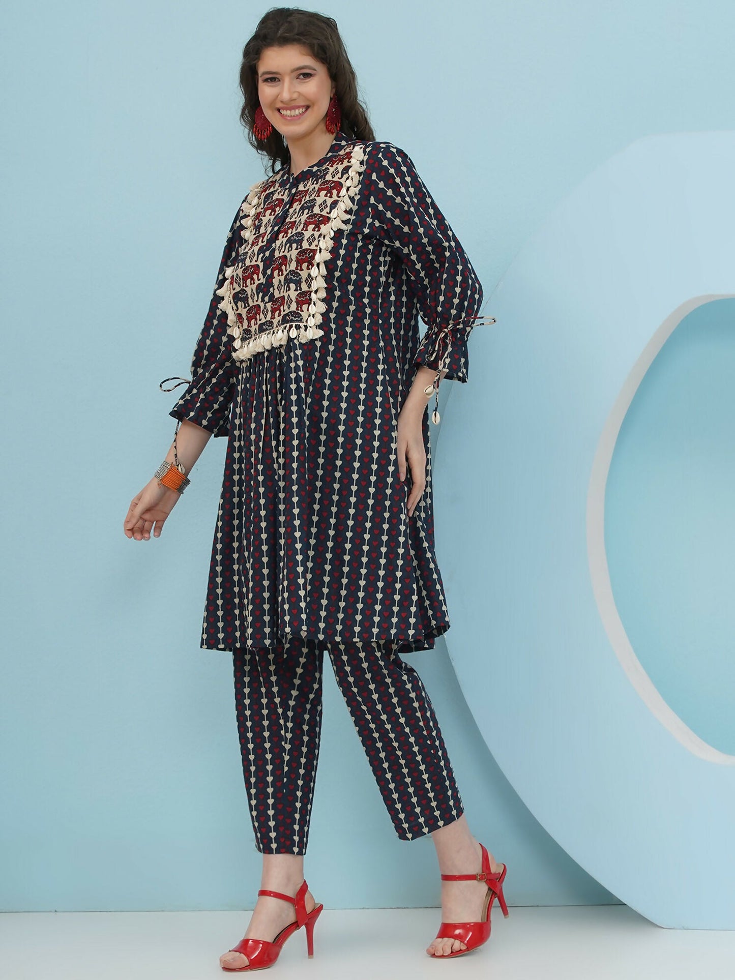 Joban Fashion Blue Printed Co Ord Set - Swadesiicart