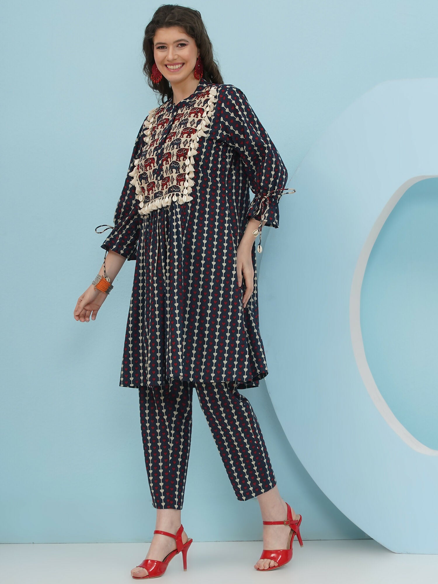 Joban Fashion Blue Printed Co Ord Set - Swadesiicart