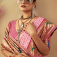Vishnu Weaves Women's Baby-Pink Paithani Silk Saree with Blouse - Swadesiicart