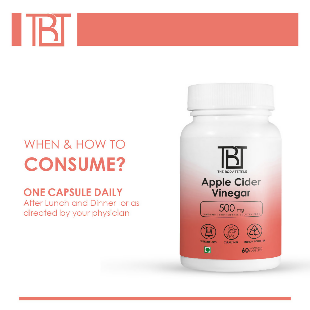 The Body Temple Apple Cider Vinegar 500mg Capsules | Swadesiicart