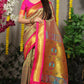 Jyoti Fashion Women's Grey Banarasi Silk Zari Woven Saree with Blouse | Swadesiicart