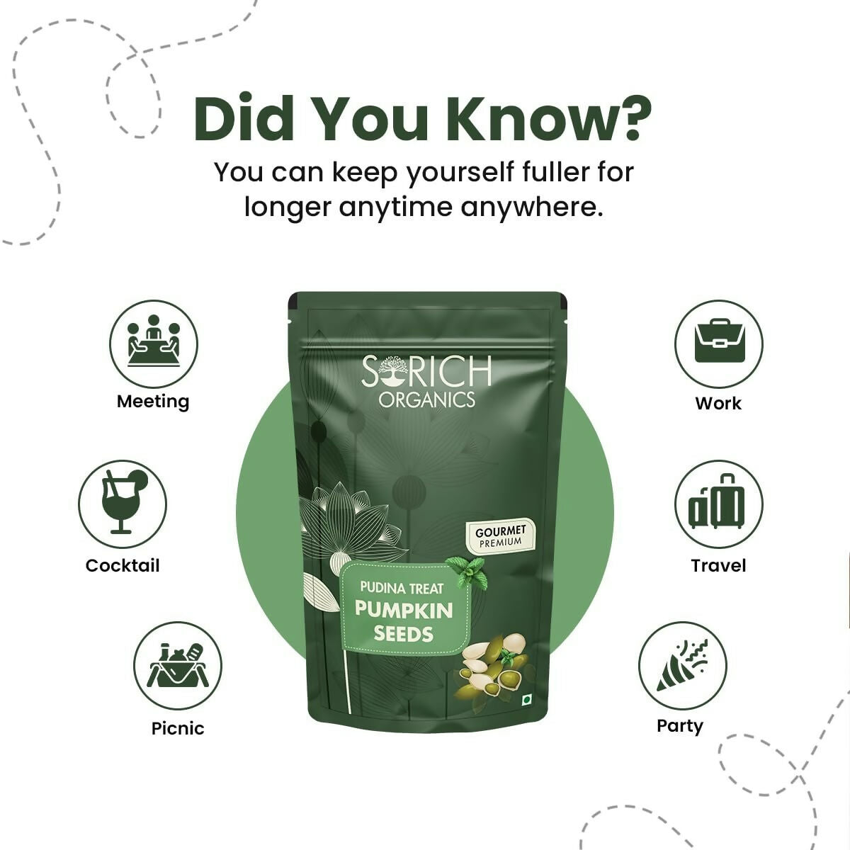 Sorich Organics Pudina Treat Pumpkin Seeds - Swadesiicart