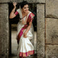 DEIANA'S Beautiful Designer Golden zari Soft Lichi Silk Saree - White - Swadesiicart
