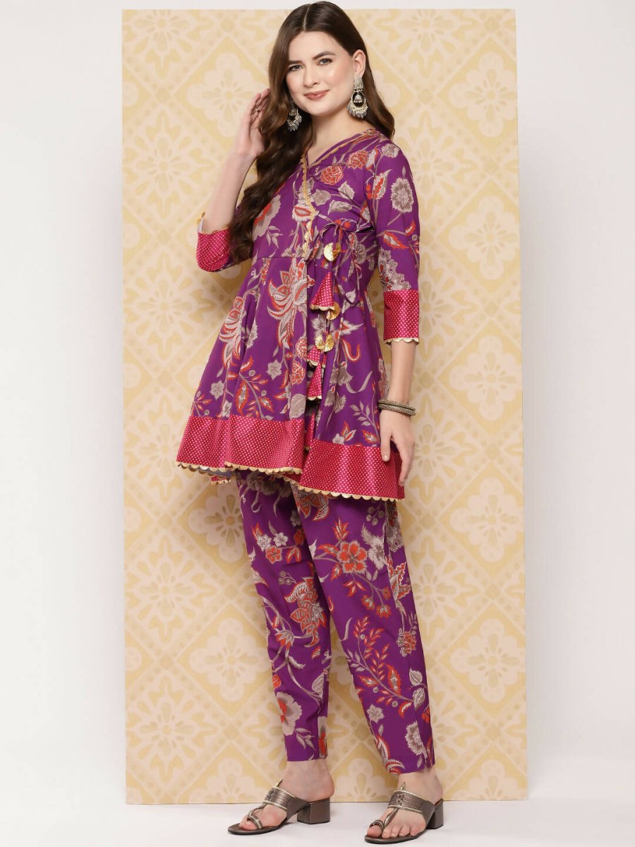 Ahalyaa Women's Traditional Wear Co-ods - Purple | Swadesiicart