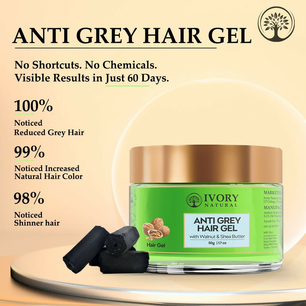 Ivory Natural Grey Gel For Hair Restore Natural Dark Shine And Luster | Swadesiicart