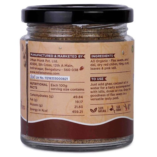 Millet Amma Organic Flaxseed Podi Ingredients