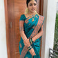 DEIANA'S Beautiful Designer Golden zari Soft Lichi Silk Saree - Blue - Swadesiicart