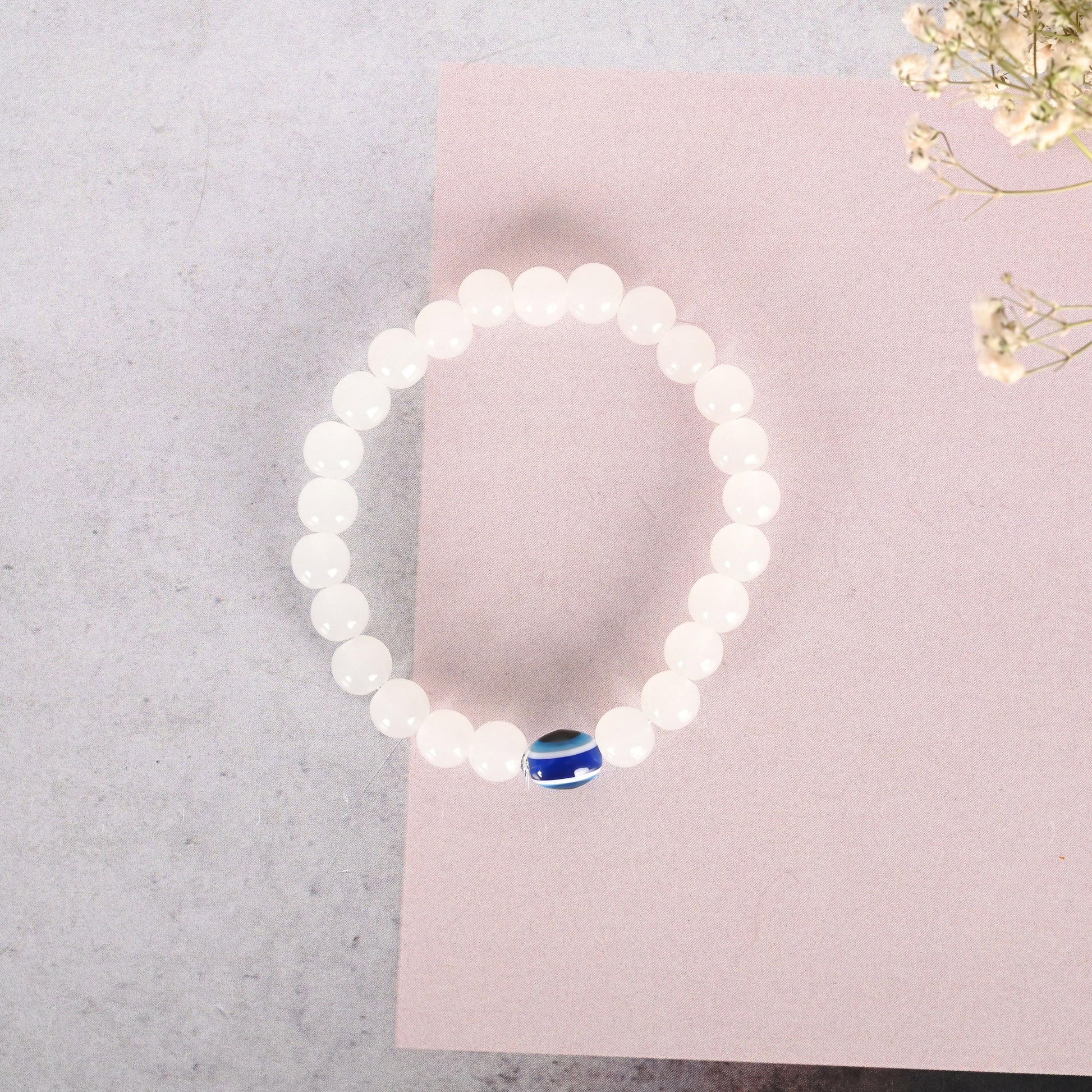 NVR Men & Women Evil Eye Crystal Elasticated Bracelet - Swadesiicart