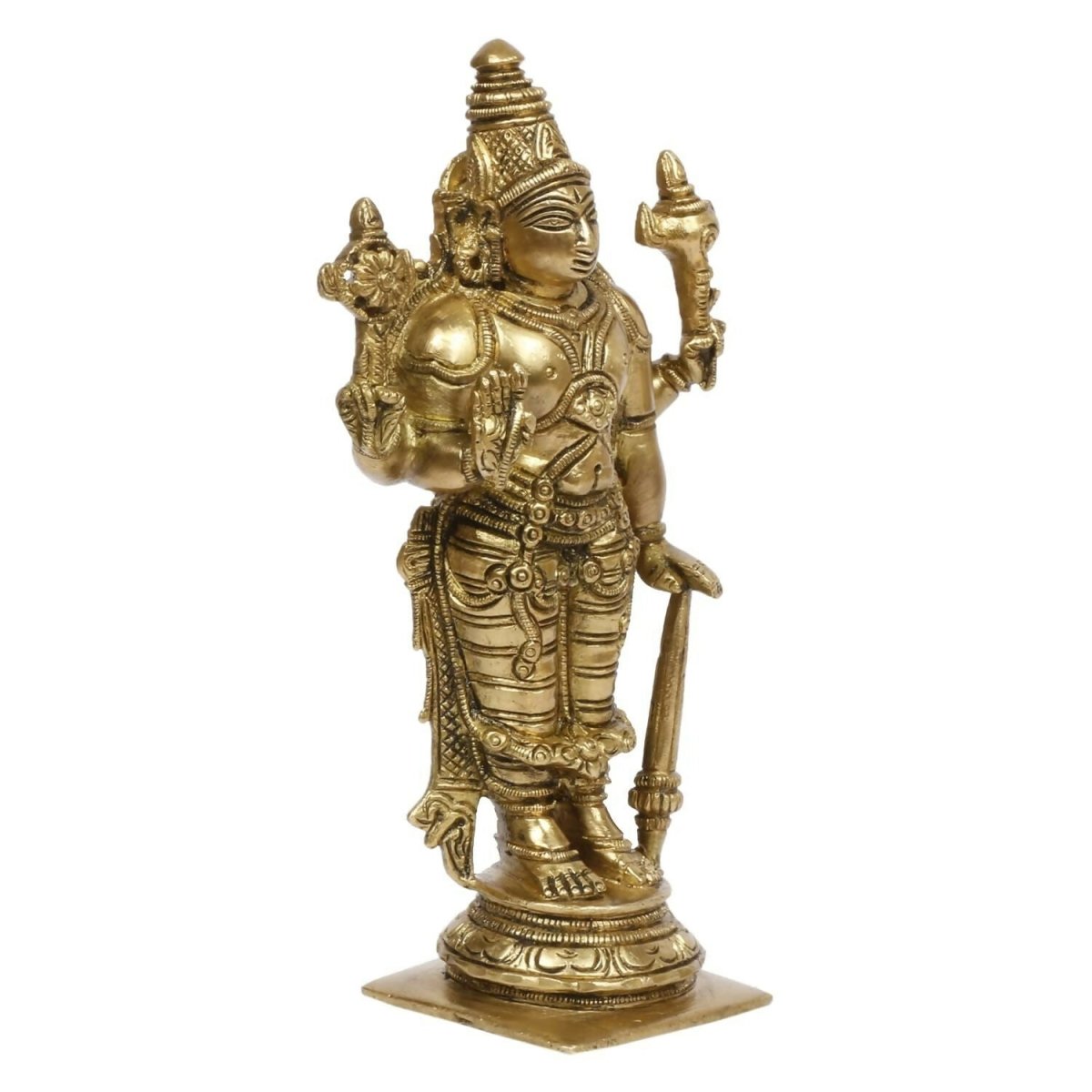 Artvarko Brass Lord Bhagwan Vishnu Narayana With Shankh Chakra Idol - Swadesiicart