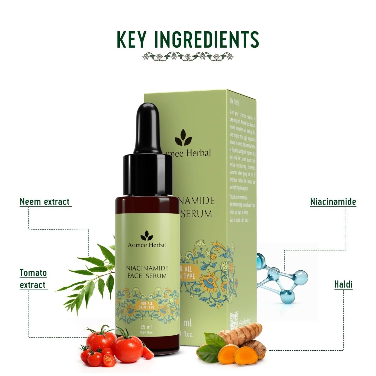 Avimee Herbal Niacinamide Face Serum For Acne Marks, Blemishes & Oil Balancing with Zinc