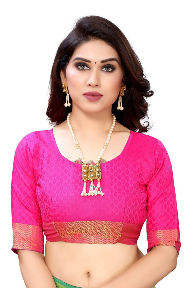 Vamika Banarasi Jacquard Weaving Green Saree | Swadesiicart