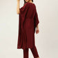 FIORRA Women's Maroon Poly Crepe Kaftan Type Kurta Set - Swadesiicart