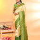 Joban Fashion Light Yellow & Parrot Green Plain With Weaving Border Banarasi Silk Sarees | Swadesiicart