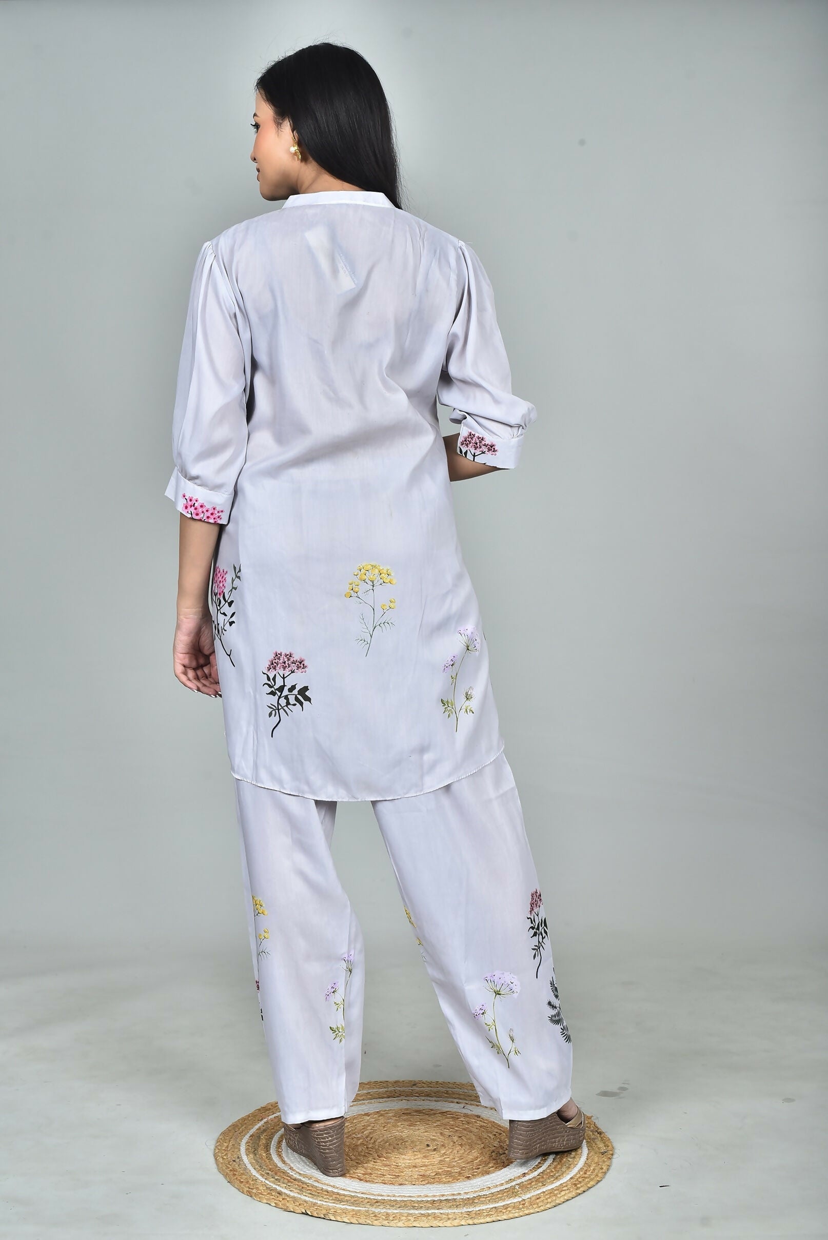 Morchari Digital Print Semi Muslin Co-Ord Set Top & Trouser-Multicolor - Swadesiicart