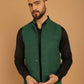 Even Apparels Pure Wool Nehru Jacket - Green | Swadesiicart