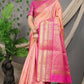 Jyoti Fashion Women's Peach Kanjivaram Silk Zari Woven Saree with Blouse | Swadesiicart