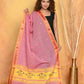 Very Much Indian Handloom Pure Cotton Paithani Dupatta Pink | Swadesiicart