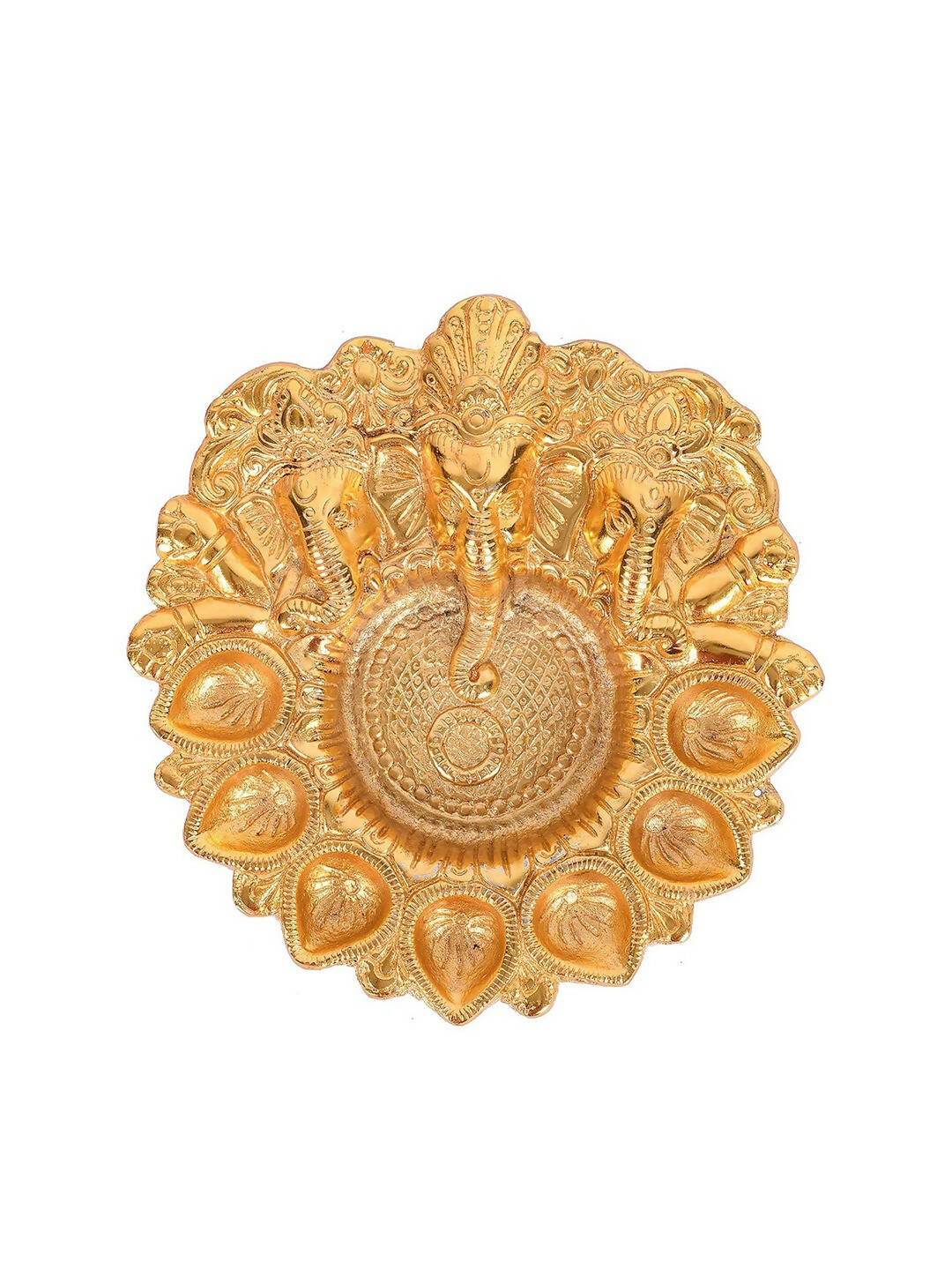 Craftvatika Gold-Toned Metal Lord Ganesha Design Kuber Diya | Swadesiicart