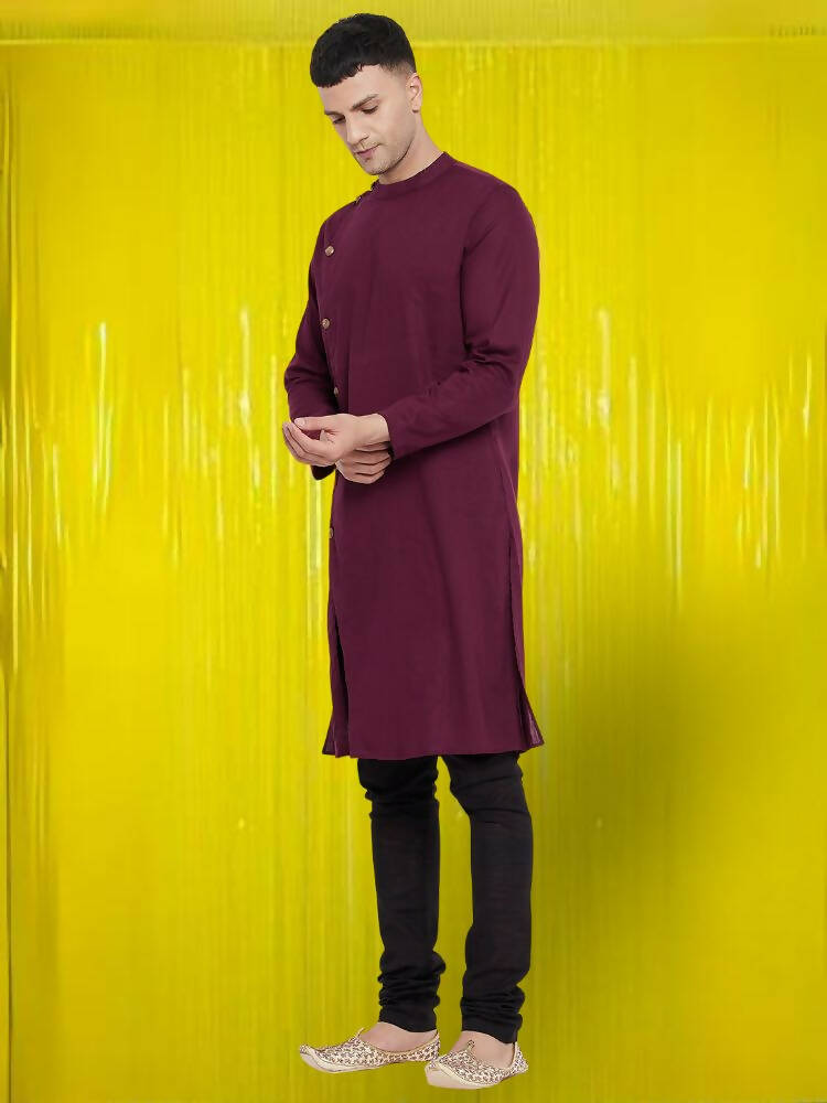 Even Apparels Pure Cotton Maroon Asymetrical Kurta - Maroon | Swadesiicart