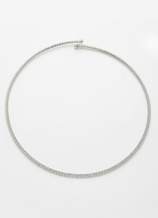 NVR Women's Silver-Toned CZ-Studded Choker Necklace | Swadesiicart
