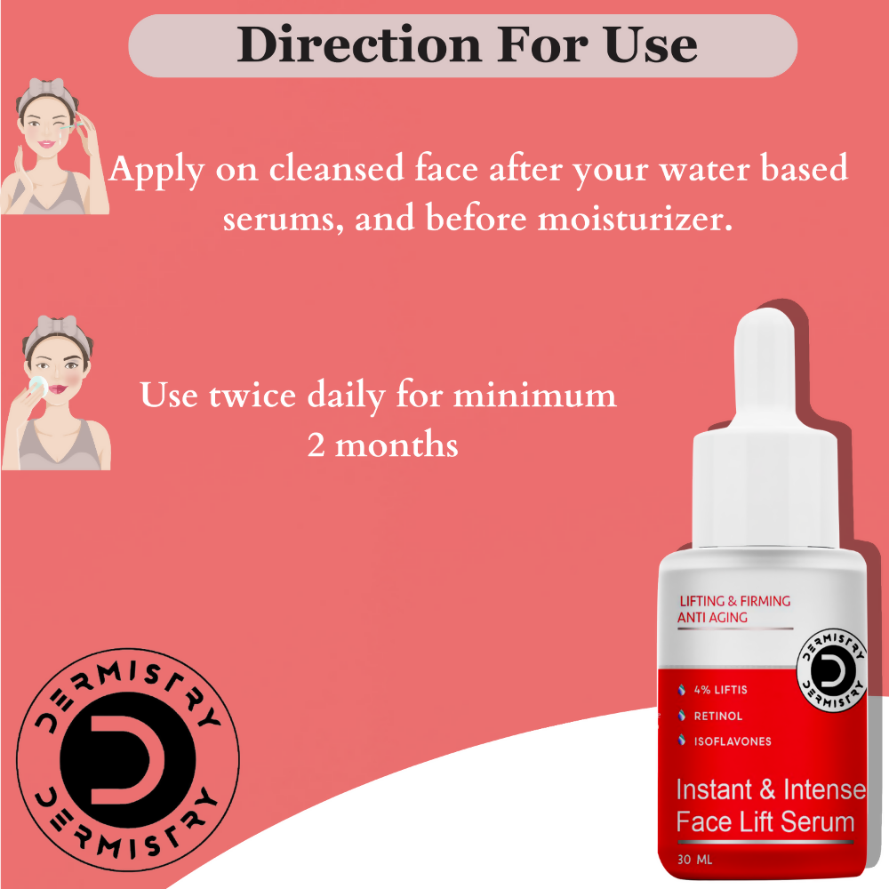 Dermistry Instant Intense Anti Aging Lifting Firming Face Serum Retinol Hyaluronic Acid for Wrinkles - Swadesiicart