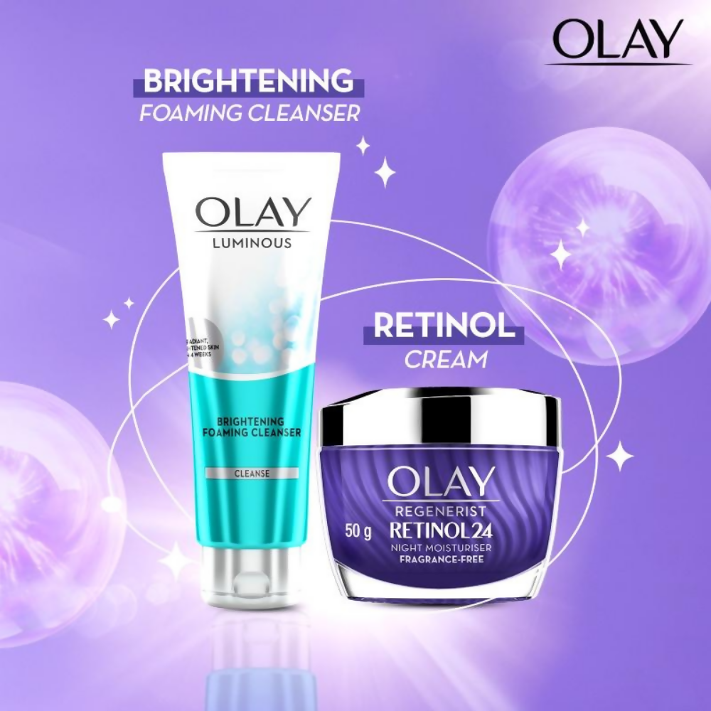 Olay Retinol Kit For Overnight Repair, Anti-Ageing Night Cream With Cleanser - Swadesiicart
