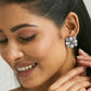 Nuyug 22K Gold-Plated Crystal & Zircon Stone Studded Floral Studs | Swadesiicart