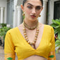 Vishnu Weaves Women's Yellow Paithani Silk Zari Woven Saree with Blouse - Swadesiicart
