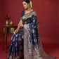 Shree Shyam Fashion Navy Blue Silk Blend Saree