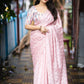 Pink Poly Crepe Ethnic Motifs Saree with Unstitched Blouse - Hiral Fashion | Swadesiicart
