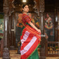 Very Much Indian Handloom Cotton Viscose Ilkal Saree Bright Green With Red Border | Swadesiicart