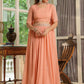Janasya Peach Georgette Foil Print Lehenga Choli Dupatta | Swadesiicart