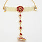 NVR Women's Red Gold-Polished Stone Studded Handcrafted Ring Bracelet - Swadesiicart