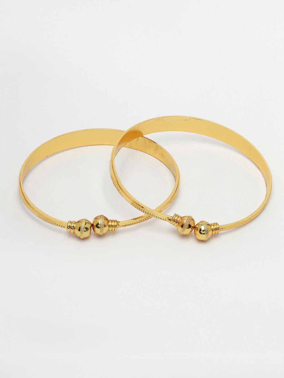 NVR Women's Set of 2 Gold-Polished Handcrafted Adjustable Bangles - Swadesiicart