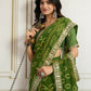 Ai Fashion Green Georgette Rajwadi Bandhani Print Party Wear Saree