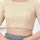 Joban Fashion Gold Shift Elbow Sleeveless Back Open Blouse - Swadesiicart