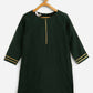 Ahalyaa Dark Green Chanderi Solid Kids Kurta Palazzo Set With Dupatta For Girls | Swadesiicart