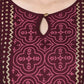Aniyah Rayon Wine Color Block Print Anarkali Kurta (AN-172K)