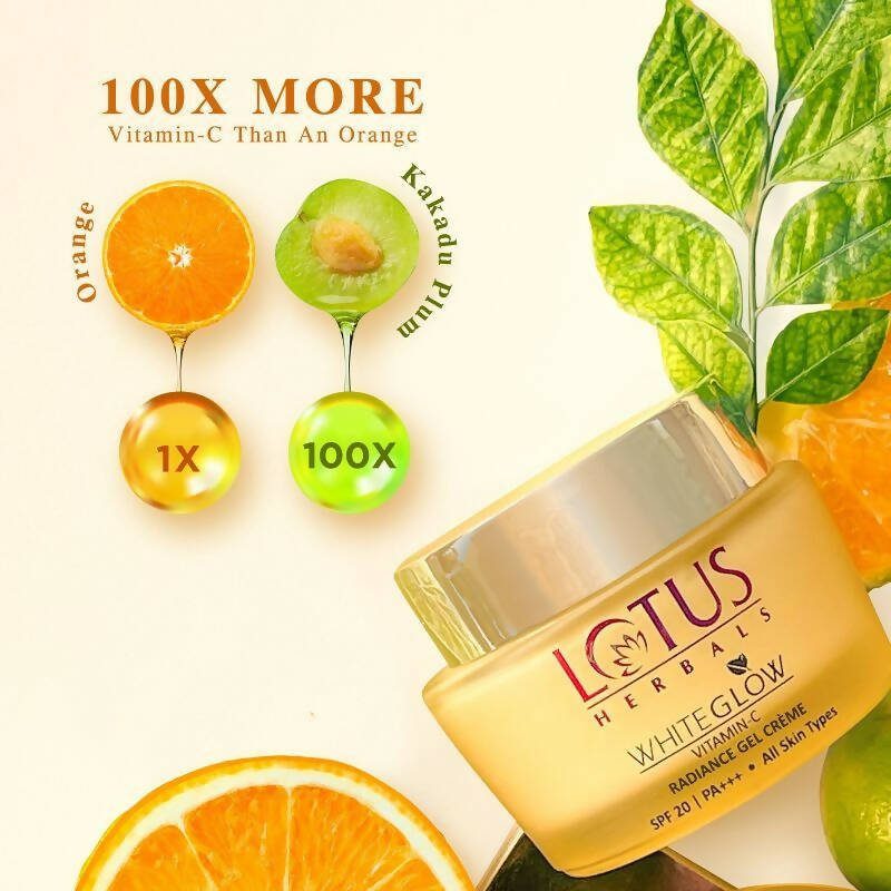 Lotus Herbals Whiteglow Vitamin-C Radiance Gel Crème SPF-20 PA+++ - Swadesiicart