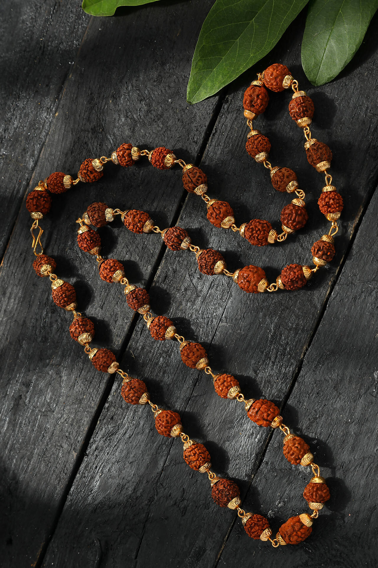 Mominos Fashion Joharkamal Gold-Polished Statement Rudraksha Mala Long Necklace (Golden) | Swadesiicart