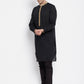 Even Apparels Black Pure Cotton Men's Kurta With Contrast Collar And Placket | Swadesiicart