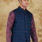 Bluesaanchi Men's Jacquard Rose Red With White Waistcoat | Swadesiicart