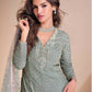 Anaita Sky-Blue Georgette Readymade Suit with Codding Dori & Sequence Work