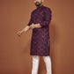 Anaita Purple Embroidered Cotton Straight Kurta