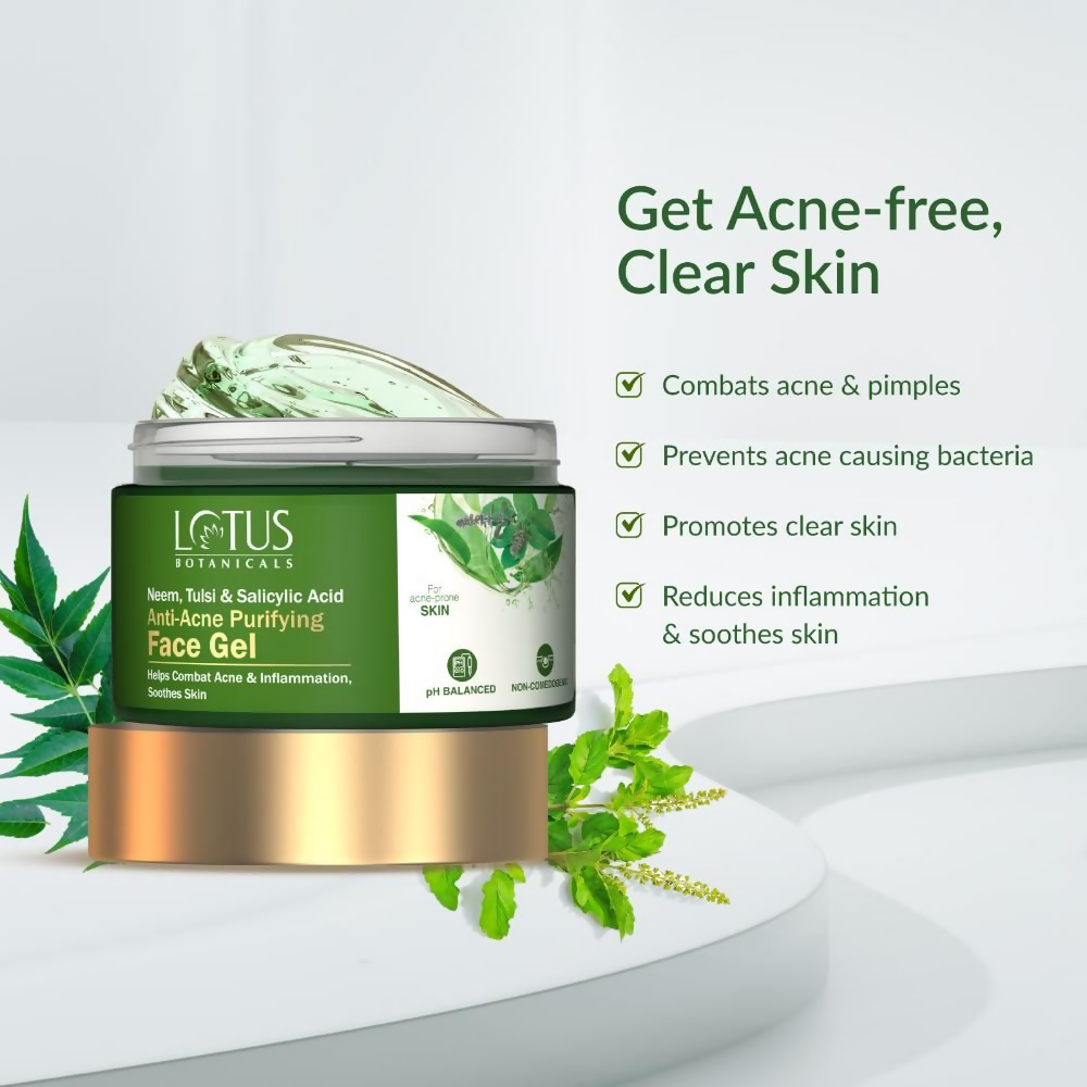 Lotus Botanicals Neem, Tulsi & Salicylic Acid Anti-Acne Purifying Face Gel | Swadesiicart
